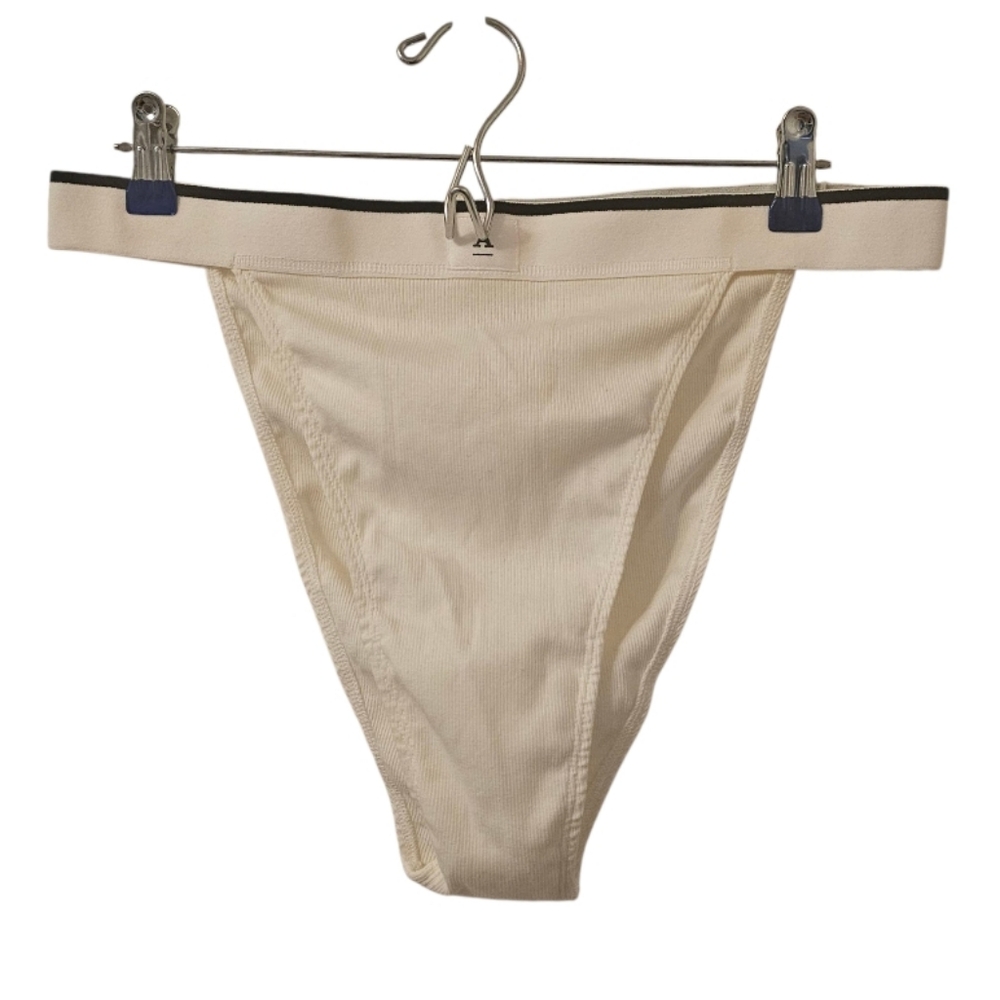 Ivory and Black By Anthropologie Women's Ribbed Cotton Bikini Panty